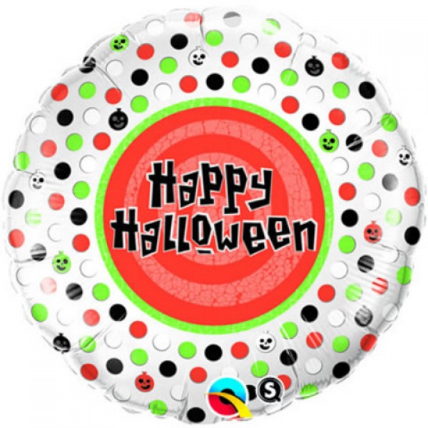 Qualatex 18 - Happy Halloween Polka Dots Qualatex