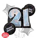 21st Birthday Balloon Bouquet 5pc - Night Time Party