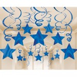 Blue Shooting Star Swirl Decorations 24in 30ct