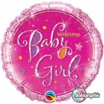 Qualatex 18" inch Welcome Baby Girl Stars Holographic