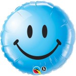 Qualatex 18" Inch Sweet Smile Face Blue Foil Balloon