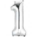 40 Inch Silver Giant Number Foil Balloons 0-9