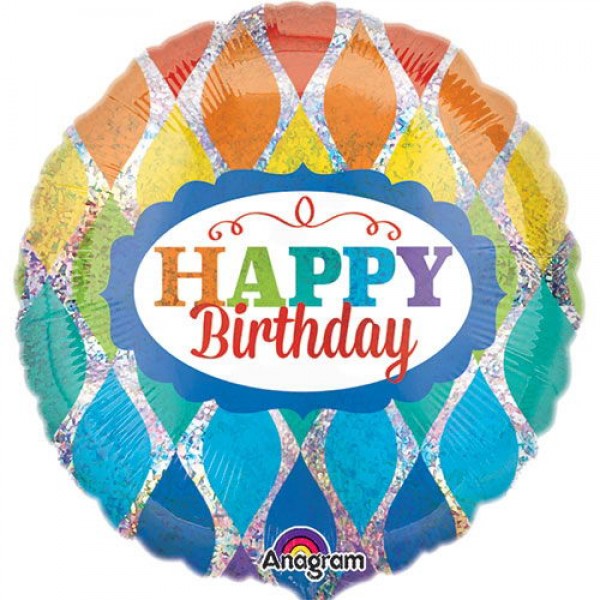 Birthday Balloons - Anagram 18 inch Birthday Rainbow Holographic Balloon