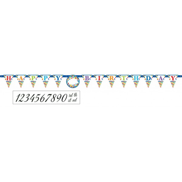 Banner - Amscan Bright Birthday Jumbo Add-An-Age Banner 10.5ft