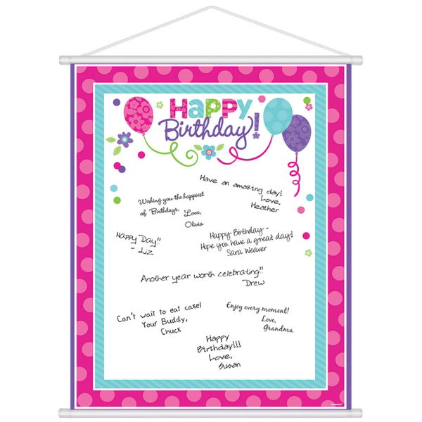 Decoration Item - Purple & Teal Pastel Birthday Sign-In Sheet 19 x 24 inch