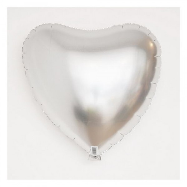 Heart Shape Balloons - Mytex 18 Inch Heart Shape Plain Silver Foil Balloon ~ 5 pcs