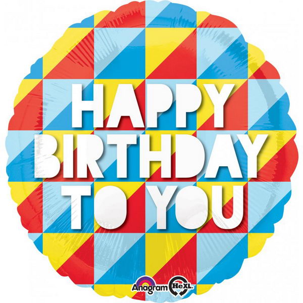 Birthday Balloons - Anagram 18 inch Birthday To You Geometric Colors