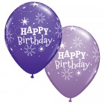 Qualatex 11 Inch Assorted Violet & Lilac Birthday Sparkle ~ 10pcs