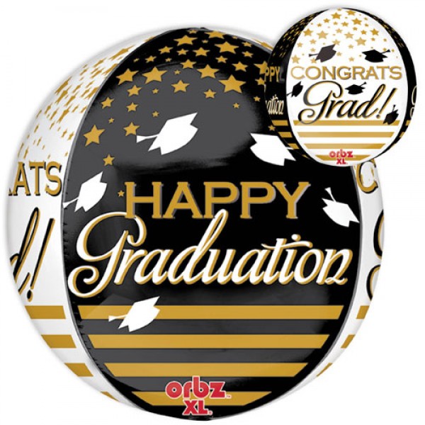 Graduation - Anagram 16 Inch Orbz Congrats Grad Gold & Black