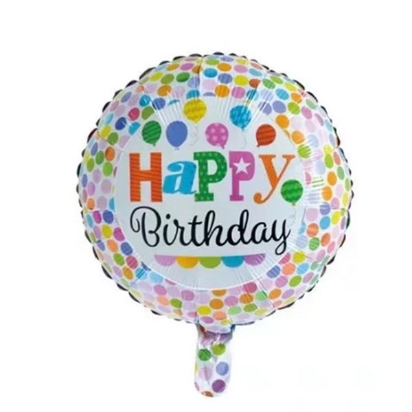 Birthday Balloons - Mytex 18 Inch Happy Birthday Colorful Balloons Dots ~ 2pcs
