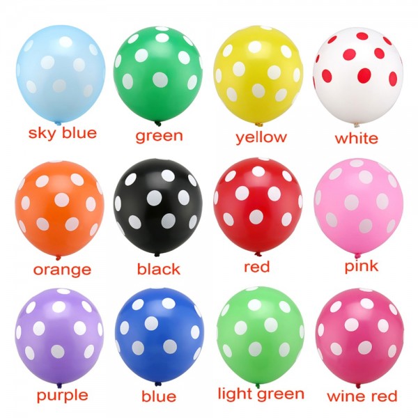 Polka Dots - 12 inch Regular Polka Dots Deco Latex Balloon ~ 50pcs