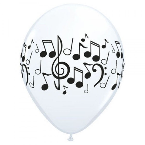 11 Inch Round Balloons - Qualatex 11 inch Music Notes Wrap ~ 10pcs
