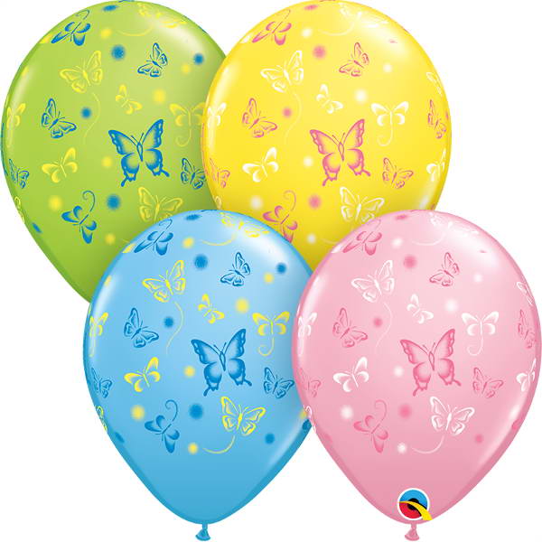 Decorator & Themed - Qualatex 11 Inch Colorful Butterflies Latex Balloons ~ 10pcs