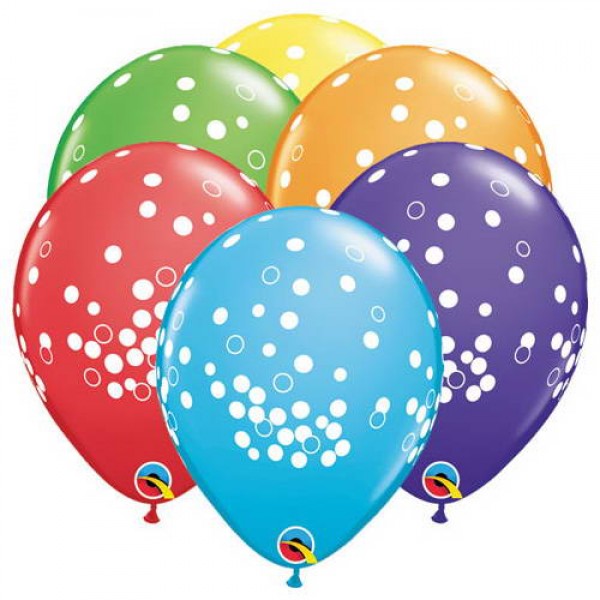 Decorator & Themed - Qualatex 11 Inch Confetti Dots Assorted Latex Balloons ~ 10pcs