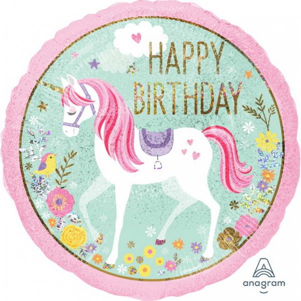 Birthday Balloons - Anagram 18 inch Birthday Magical Unicorn Holographic Foil Balloon