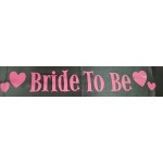 Bride-To-Be Pink Print Black Satin Sash