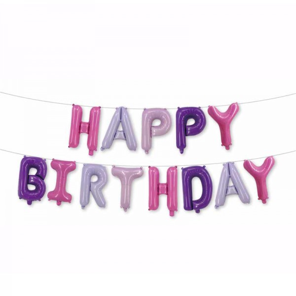 Alphabets Letter - 16 Inch Pastel Multi-Color Happy Birthday Letters Deco Foil Balloon Set ~ 13pcs