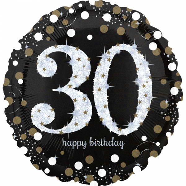 Birthday Balloons - Anagram Age 30 Sparkling Gold 18 Inch Birthday Balloon