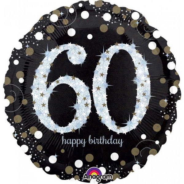 Birthday Balloons - Anagram Age 60 Sparkling Gold 18 Inch Birthday Balloon