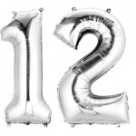 Numbers Balloons - Mytex 30 Inch 1 and 2 Number Balloon ~ Gold and Silver
