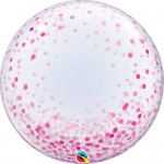 Qualatex 24 Inch Pink Confetti Dots Deco Bubble Balloon