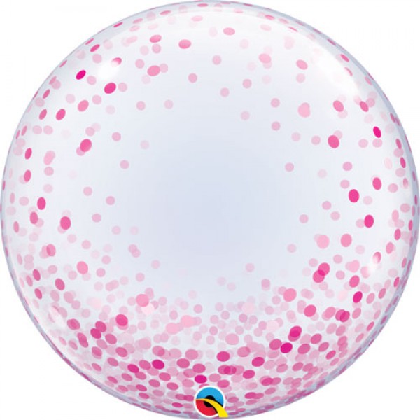 Deco Bubbles - Qualatex 24 Inch Pink Confetti Dots Deco Bubble Balloon