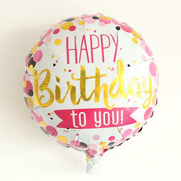 Birthday Balloons - Mytex 17 Inch Birthday Words Color Polka Dots ~ 2pcs