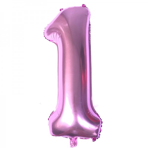 Numbers Balloons - Mytex 40 Inch Jumbo Number 1 Pastel Pink Balloon