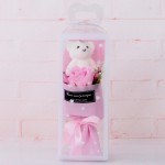 Birthday Party - Rose Petal Soap Flower With Bear In Gift Box