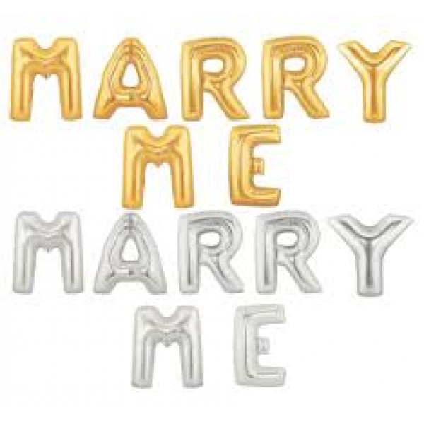Alphabets Letter - Mytex 16 Inch Marry Me Letters Foil Balloons Set ~ 3 colors To Choose