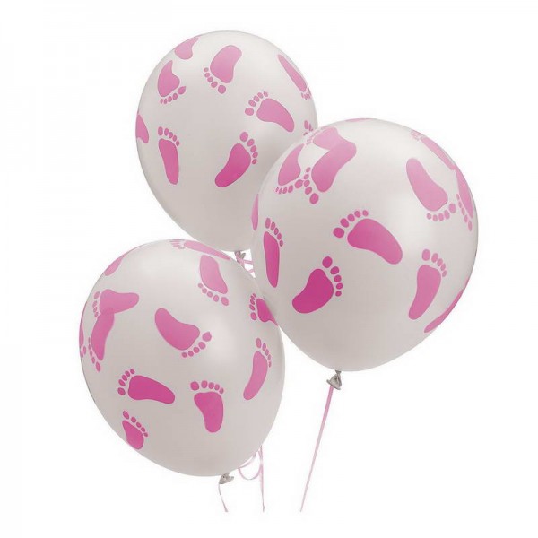 Children Balloons - Mytex 12 Inch Baby Shower Pink Footprint ~ 15pcs