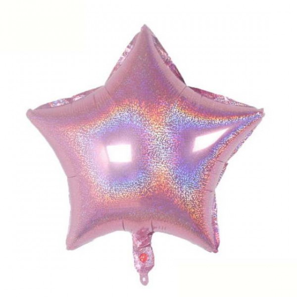 Stars Shape Balloons - Mytex 19 inch Pink Holographic Star Balloons ~ 2pcs