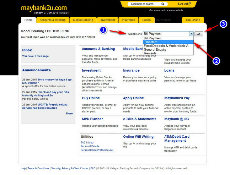 Add favourite account in to maybank how How to